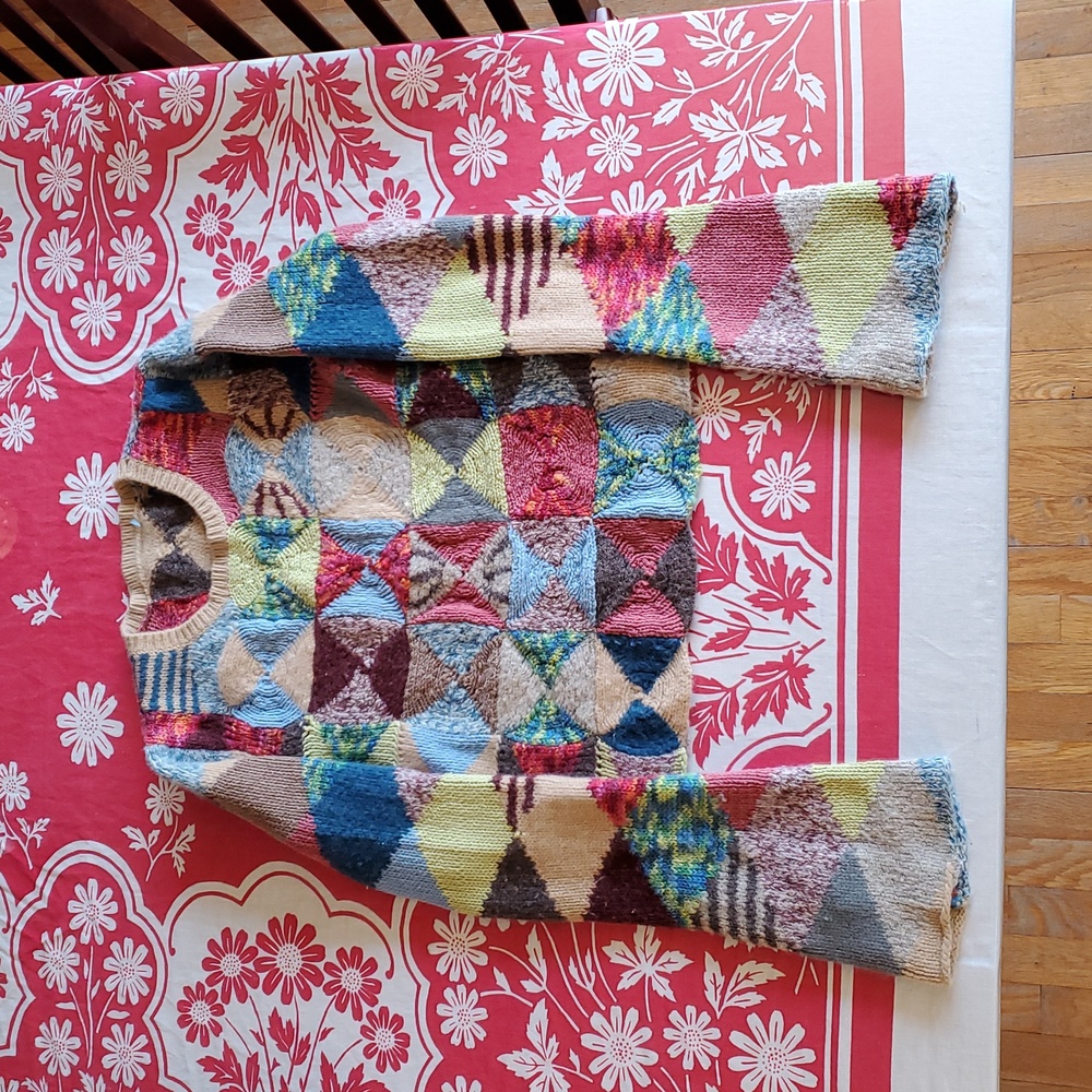 Colorful Vintage Crochet Patchwork Sweater Small/medium - Picture 6 of 7